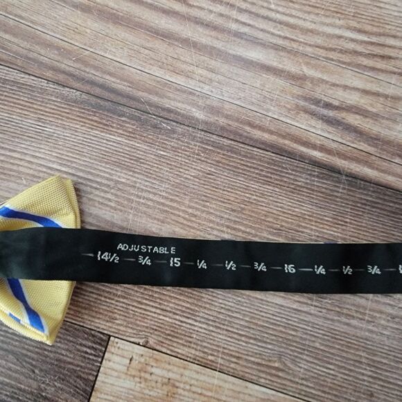 Saddlebred Silk Blend Adjustable Yellow Stripe Bow Tie Excellent Condition - Picture 4 of 7